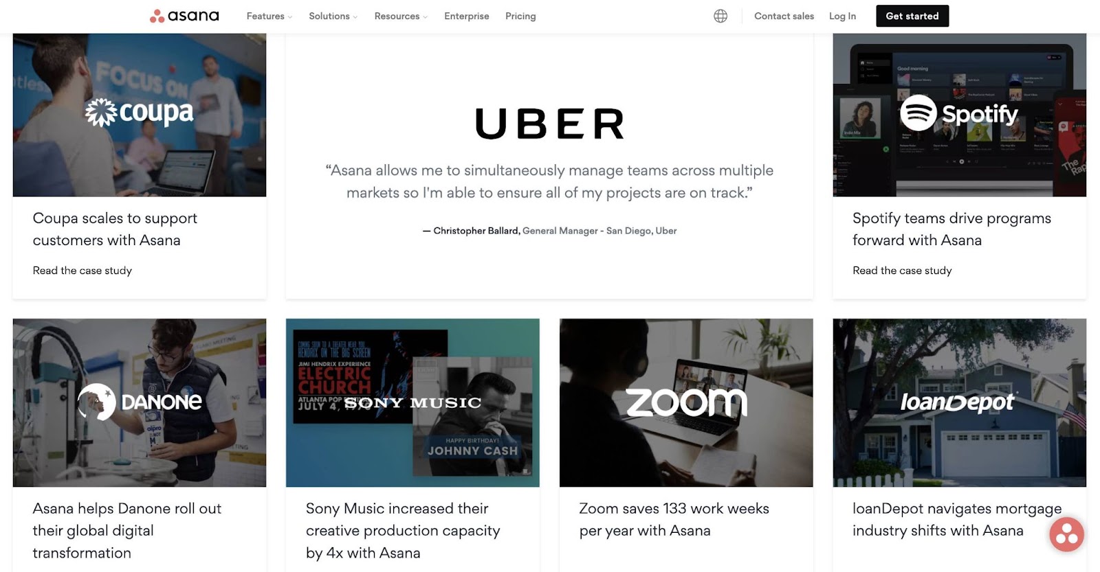 Asana’s case studies page