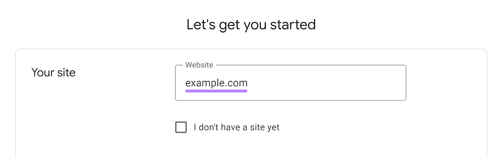 domain entered into Website field and highlighted