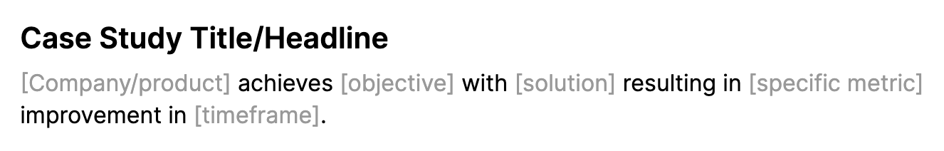A case study title/headline template