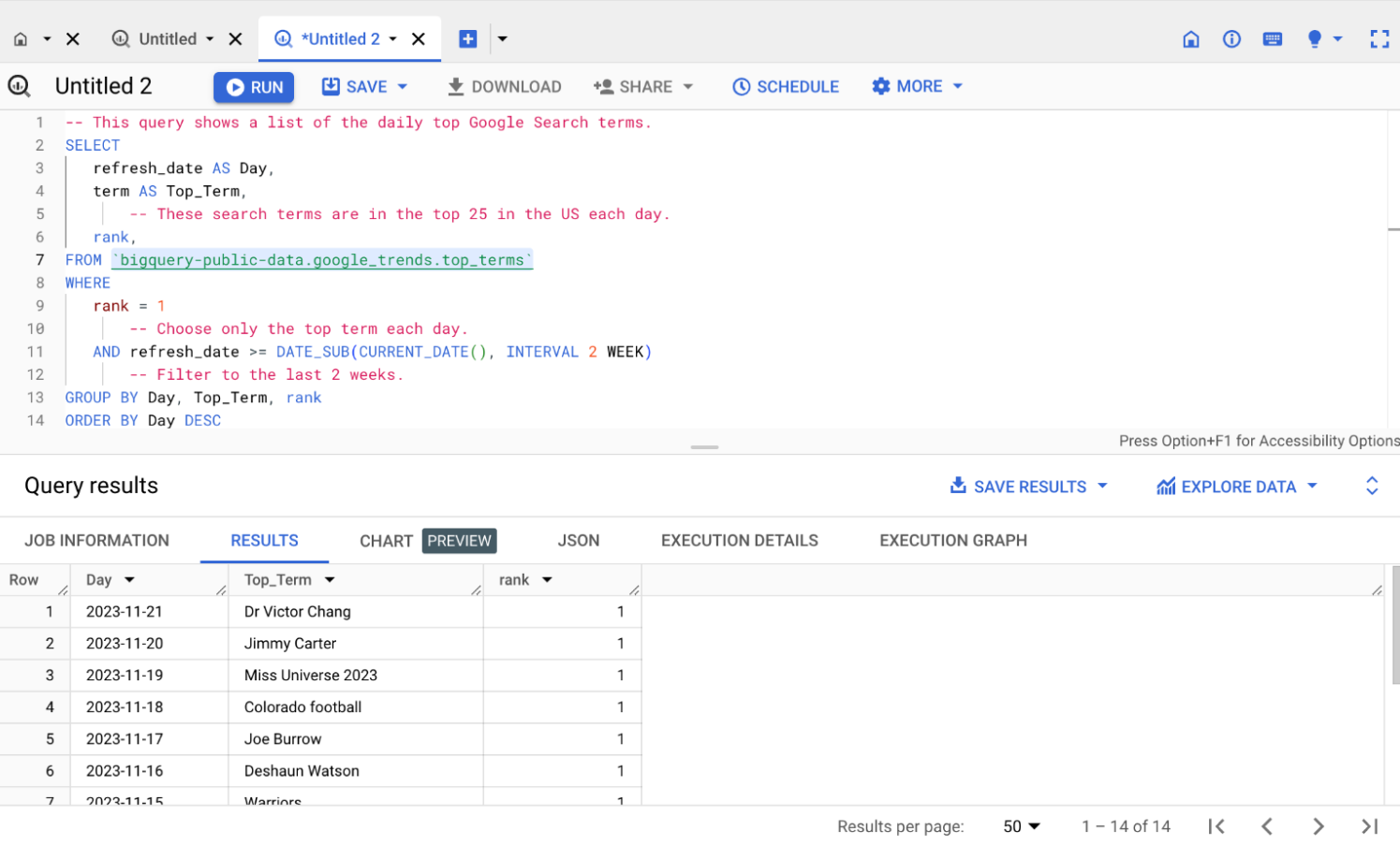 Google trends demo query