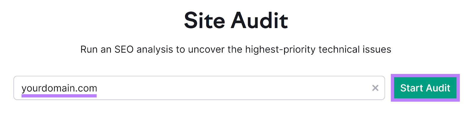 Semrush Site Audit start