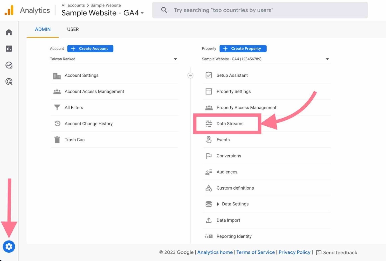 navigate to data streams