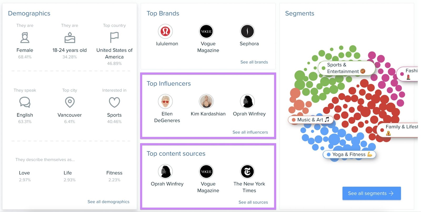 Audience Intelligence App dashboard