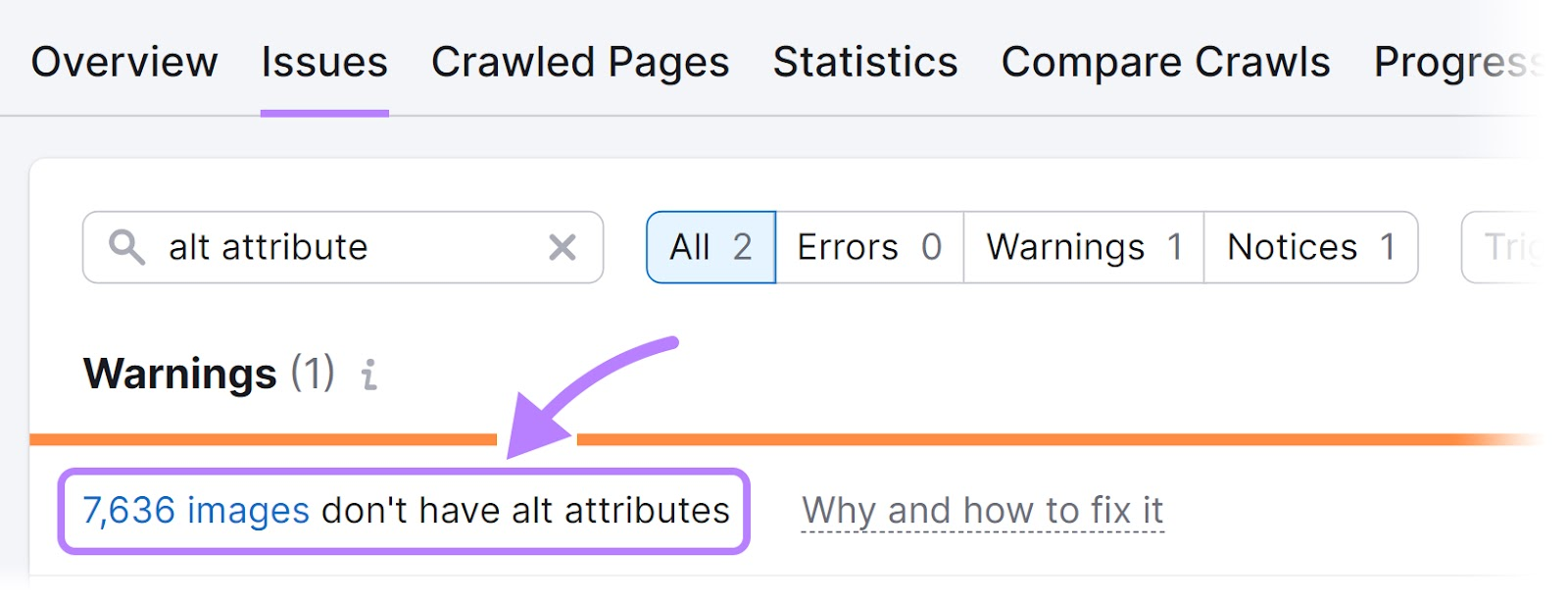 Alt attribute warning that ways "7,636 images don't have alt attributes"