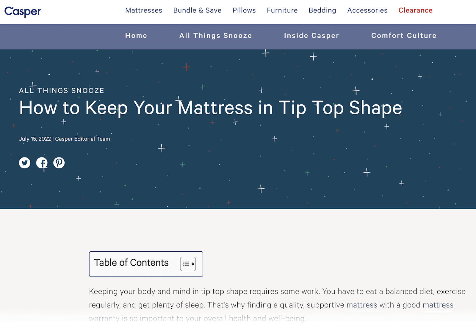 Casper mattress maintenance guide blog post