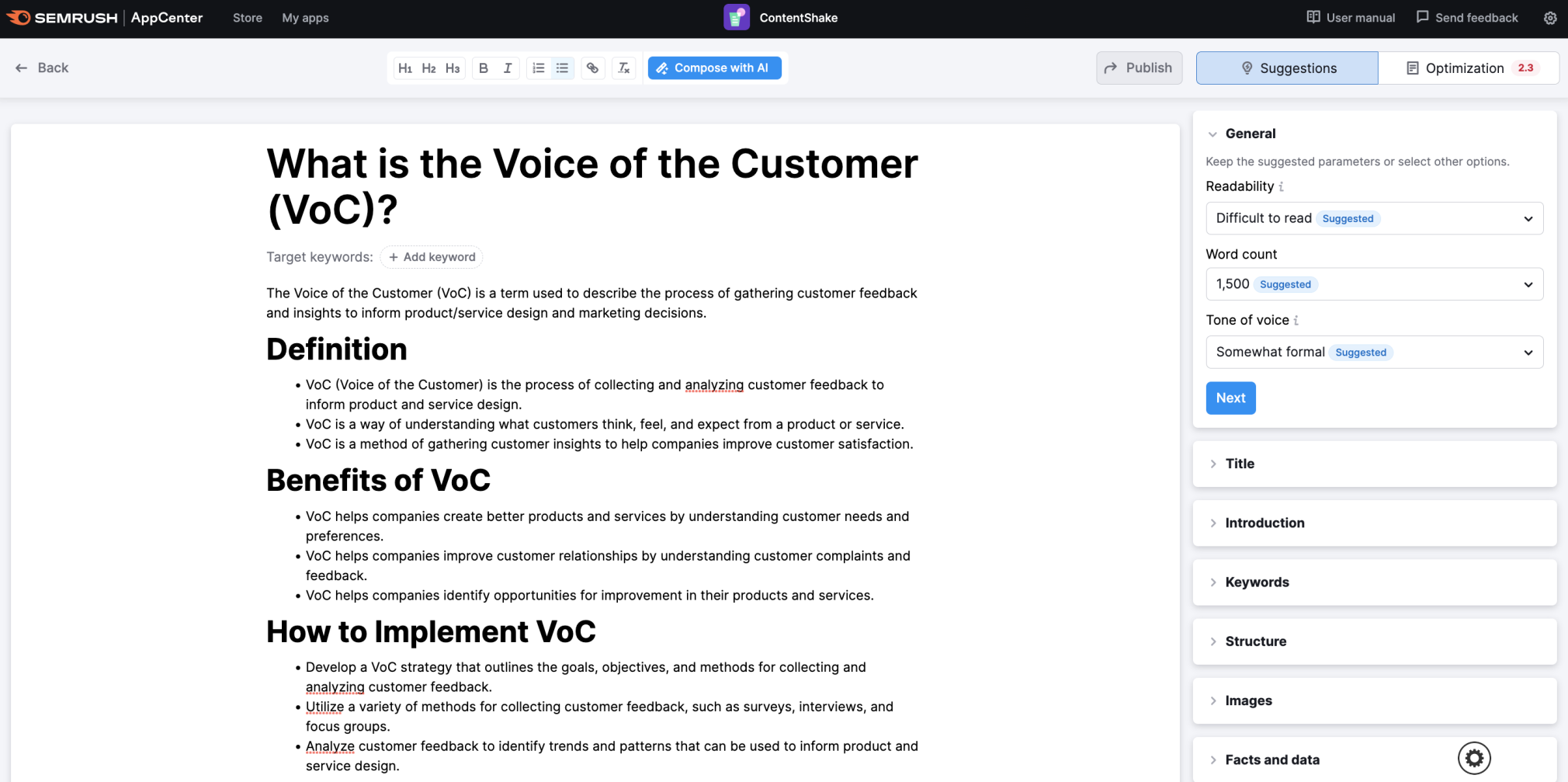 ContentShake for content writing