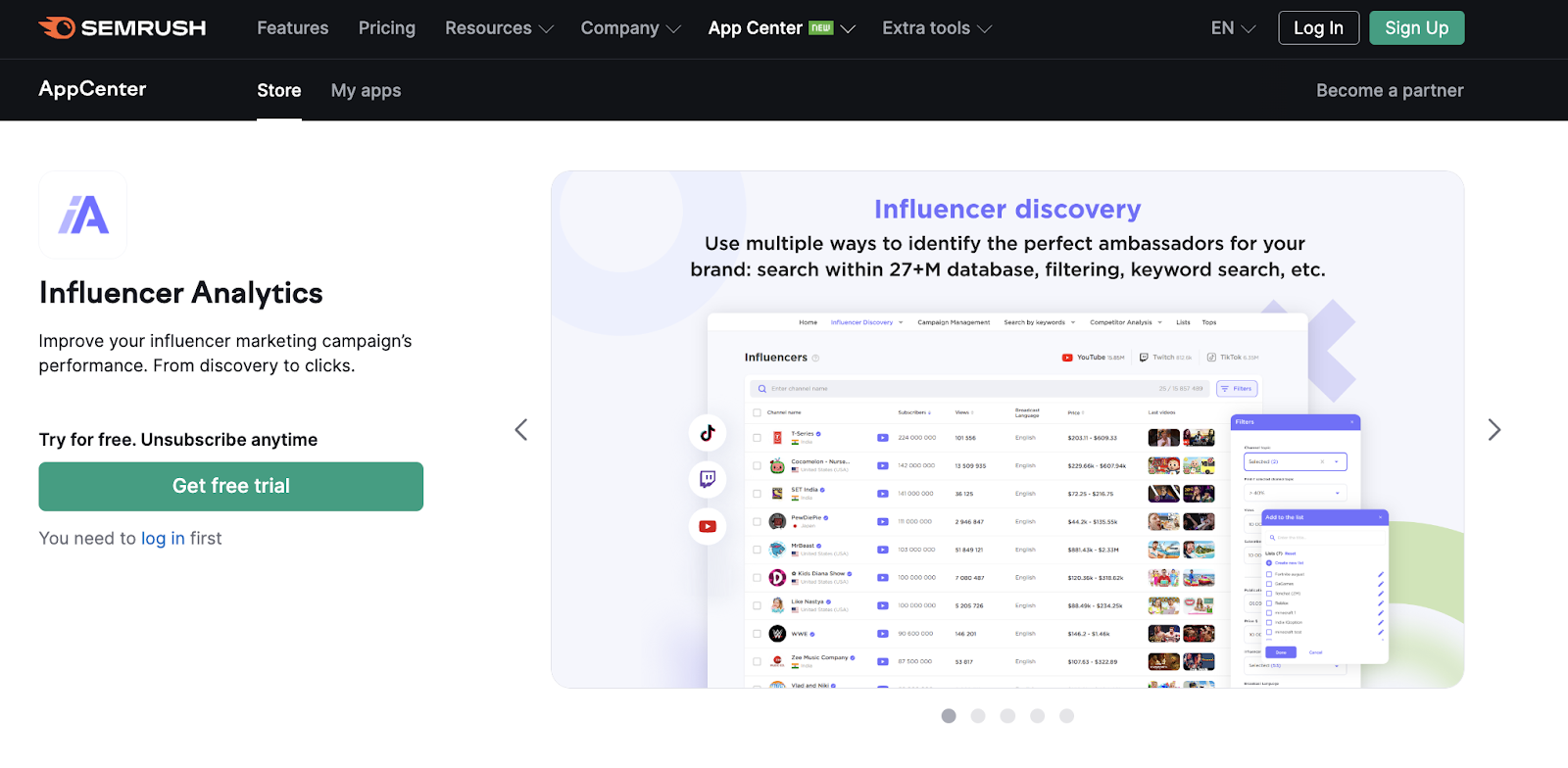 Image of Influencer Analytics app