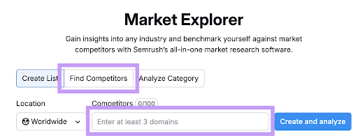 Market Explorer home