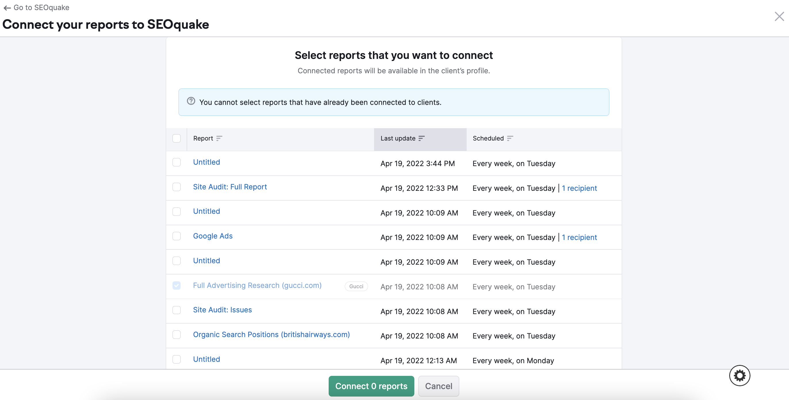 CRM connecting reports