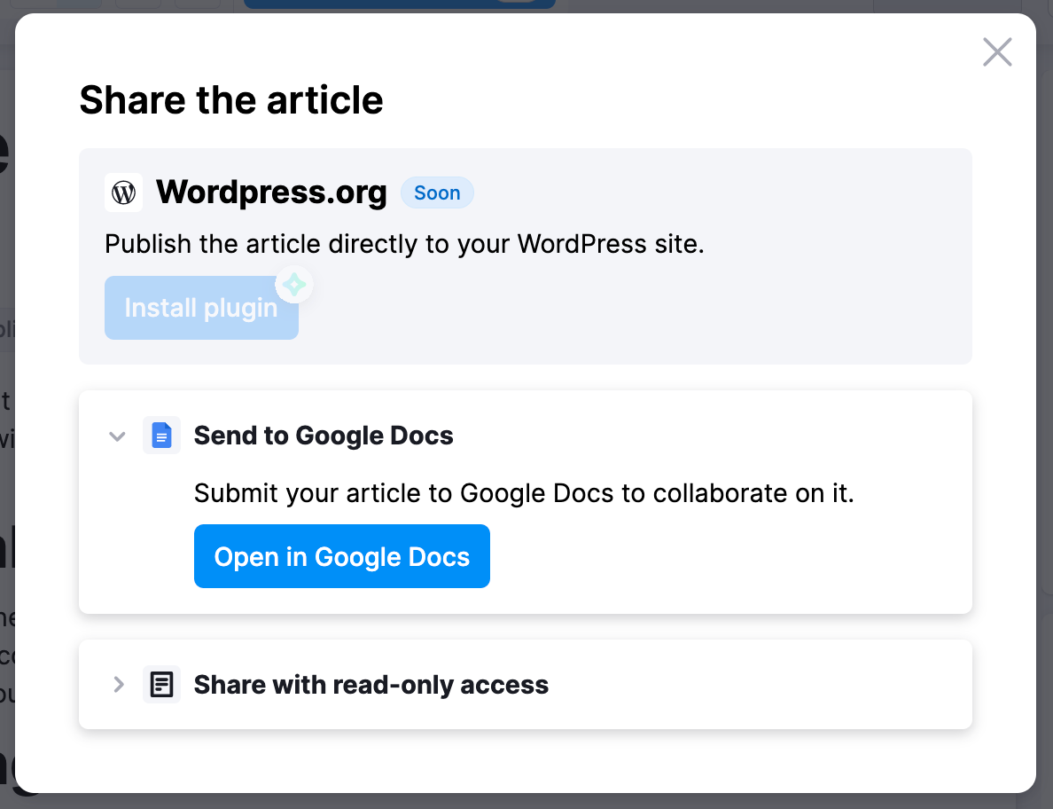 Once you’re finished writing, choose from three sharing options.