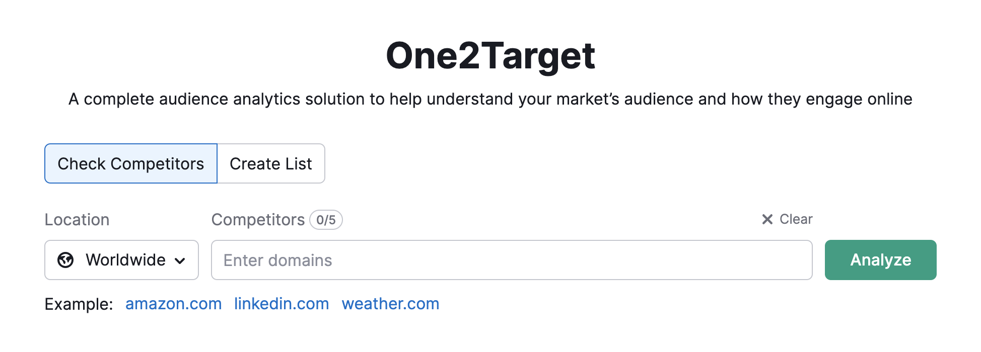 One2Target main page